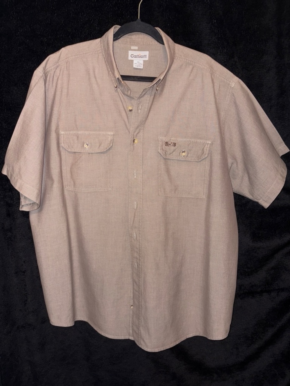 Carhartt S106MSC Short Sleeve Oxford Button-Down Shirt XL Taupe Workwear